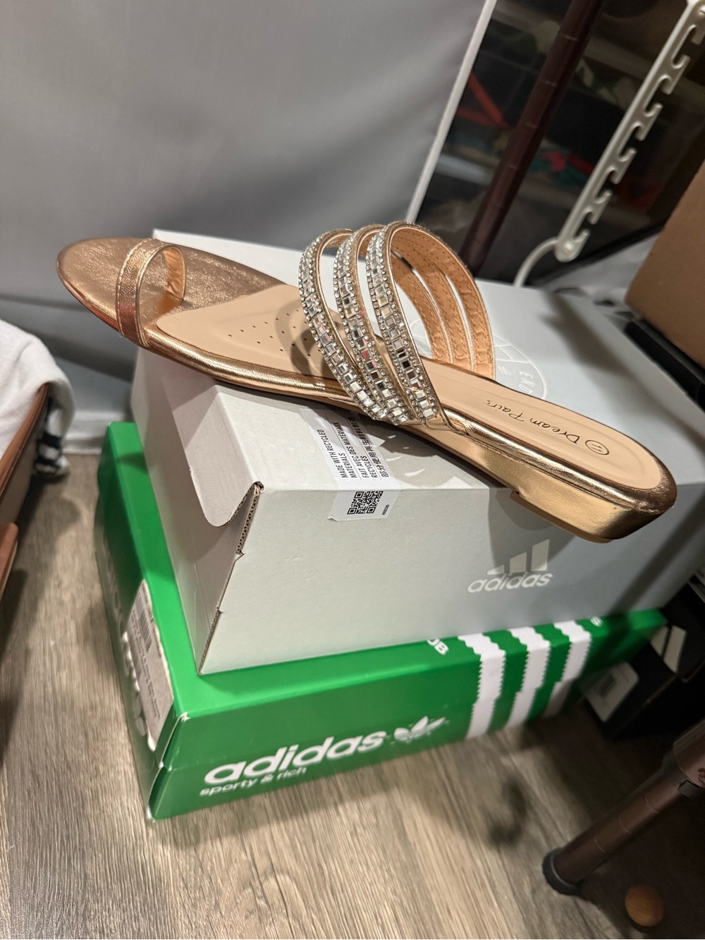 Dream Pairs Rose Gold Rhinestone Slide Mule